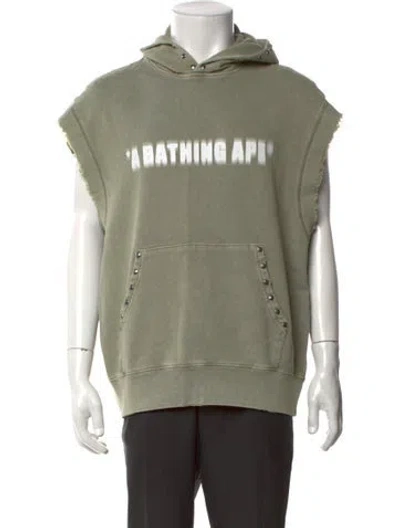 Pre-owned A Bathing Ape Graphic Print V-neck Hoodie In Green