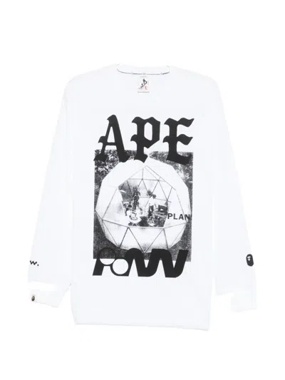 A Bathing Ape Graphic-print Long-sleeve T-shirt In White