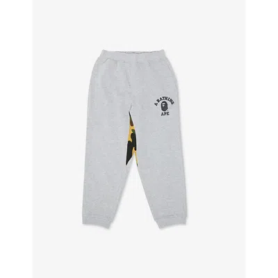 A Bathing Ape Kids' Gray Camo College Logo-print Cotton Jogging Bottoms 2
