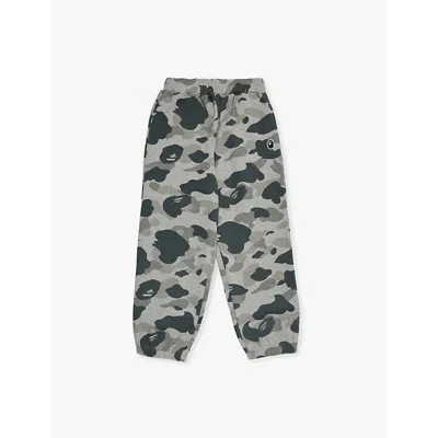 A Bathing Ape Kids' Gray Camouflage Two-slip-pockets Cotton-jersey Jogging Bottoms 2-9 Y