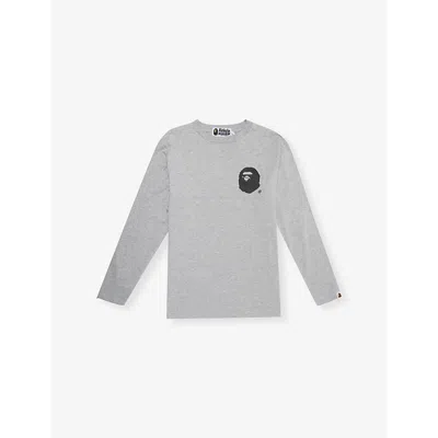 A Bathing Ape Kids' Logo-print Relaxed-fit Cotton T-shirt 10-13 Y In Gray