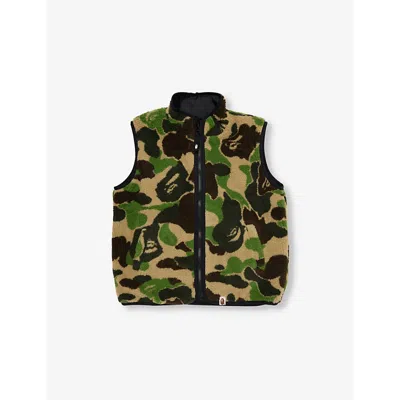 A Bathing Ape Kids' C Camo Boa Ripstop Reversible Fleece Vest 2-9 Y In Green
