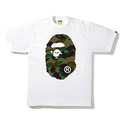 A Bathing Ape Green Camouflage Ape Head Tee 'white'