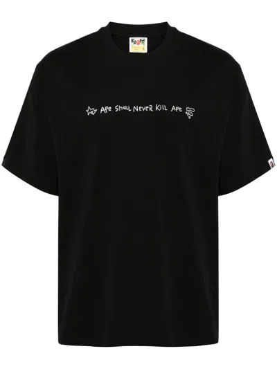 A Bathing Ape Hand Drawn Logo T-shirt In Black
