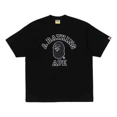A Bathing Ape Kids'  Hand Drawn Outline College Relaxed Fit T-shirt 'black'