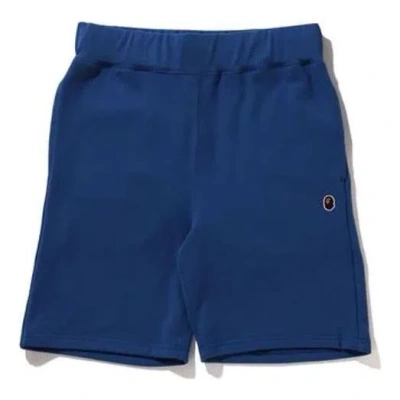 A Bathing Ape Head One Point Sweat Shorts 'navy' In Animal Print