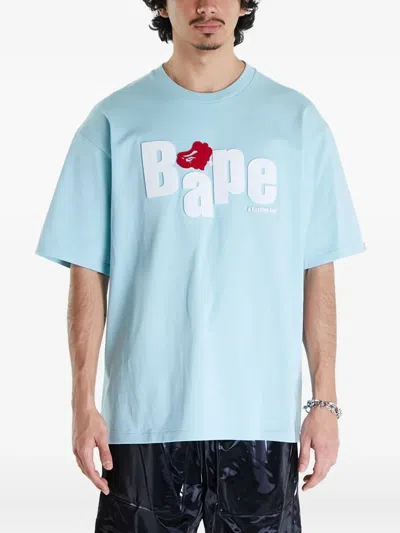 A Bathing Ape Heart Ape Head Cotton T-shirt In Blue