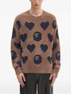 A Bathing Ape Heart-ape Head Sweater In Brown