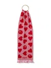 A Bathing Ape Heart-pattern Fringed Scarf In Pink