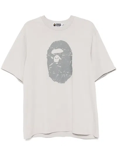 A Bathing Ape Ausgeblichenes T-shirt Mit Affenkopf In Grau