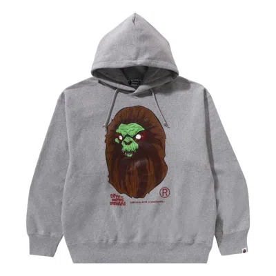 A Bathing Ape Horror Mad Face Relaxed Fit Pullover Hoodie 'grey' In Gray