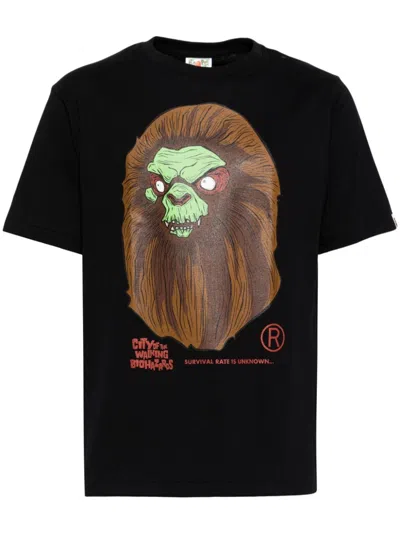 A Bathing Ape Horror Mad-face T-shirt In Black