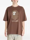 A Bathing Ape Houndstooth-logo T-shirt In Brown