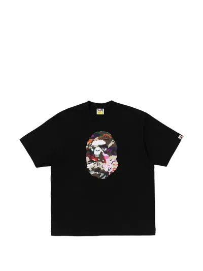 A Bathing Ape Hybrid Camo Ape Head Relaxed-fit T-shirt In Black