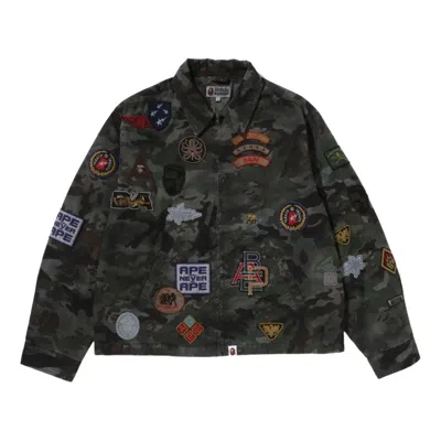 A Bathing Ape Hybrid Camo Multi Badge Jacket 'green'