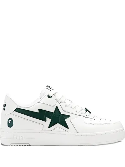 A Bathing Ape Icon Star-crocodile Sneakers In White