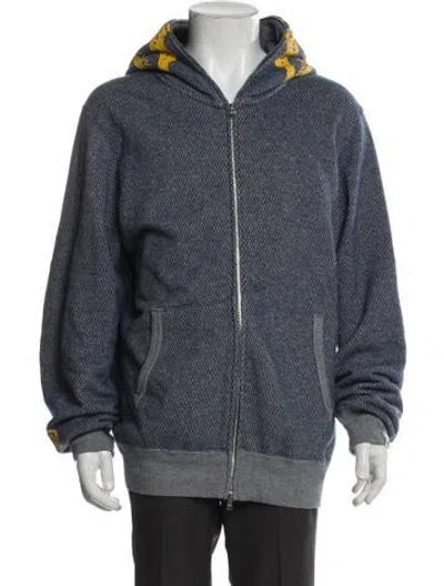 Pre-owned A Bathing Ape Indigo Shark Printed Hoodie In Blue