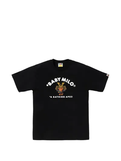 A Bathing Ape Kabuto Baby Milo Graphic-print Cotton T-shirt In Black