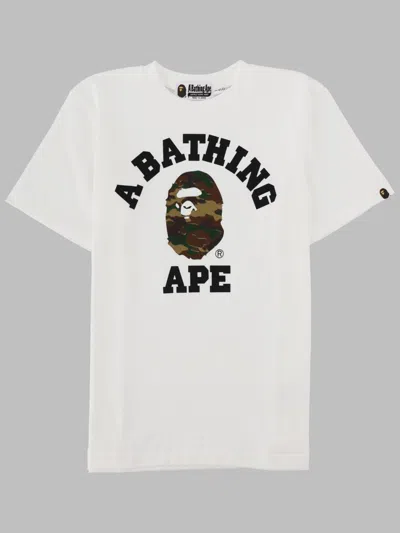 A Bathing Ape Kids Camo College T-shirt In White