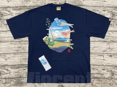 Pre-owned A Bathing Ape Koinobori Carp Flags Ape Head Tee L Xl Xxl In Blue