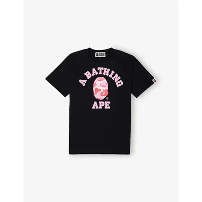 A Bathing Ape Kids' Kxpk Camo-college Graphic-print Cotton-jersey T-shirt 10-13 In Black