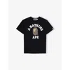 A Bathing Ape Kids' Lack College Brand-print Cotton-jersey T-shirt 10- In Black