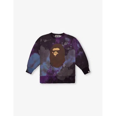 A Bathing Ape Kids' Lack Galaxy Dye Logo-print Cotton-blend Jersey Sweatshirt 10-13 Y In Black