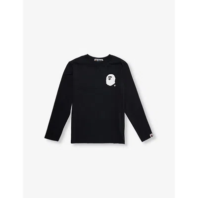A Bathing Ape Kids' Graphic-print Long-sleeve Cotton-jersey T-shirt 10-13 Y In Black