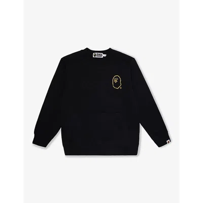 A Bathing Ape Kids' Lack Kangaroo-pocket Crew-neck Cotton-jersey Sweatshirt 10- In Black