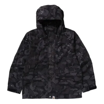 A Bathing Ape Laminated Camo Snowboard Jacket 'black' In Metallic