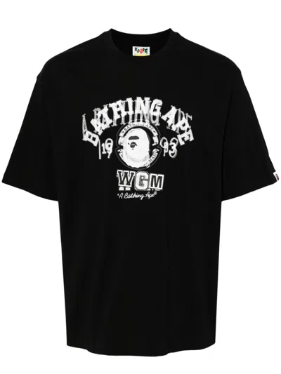 A Bathing Ape Layered College Relaxed Fit Tee In Black