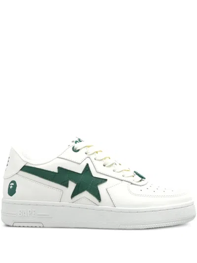 A Bathing Ape Leather-panelled Sneakers In White