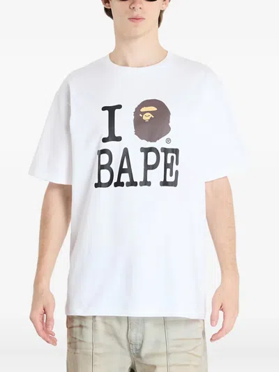 A Bathing Ape Lettering-graphic T-shirt In White