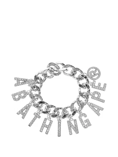 A Bathing Ape Line Camo Debossed Chain Bracelet In Metallic