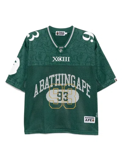 A Bathing Ape Line Camo Multi-logo Football T-shirt In Green