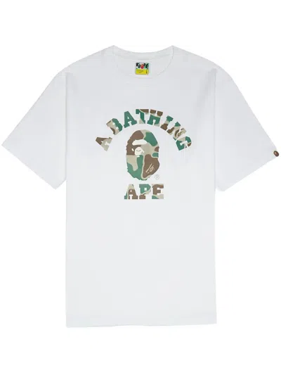 A Bathing Ape Liquid Camo College T-shirt In White