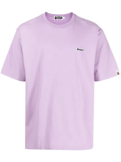 A Bathing Ape Logo-appliqué Cotton T-shirt In Purple