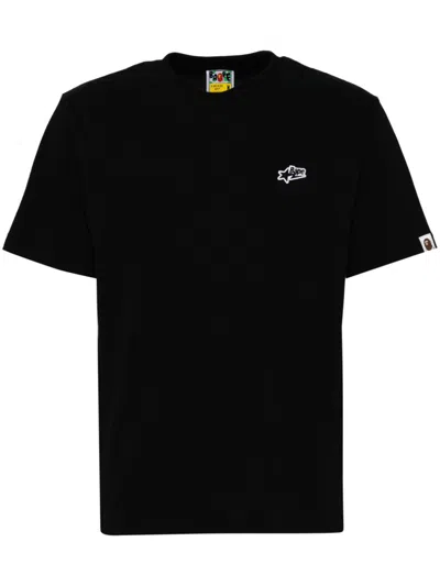 A Bathing Ape Logo-appliqué T-shirt In Black