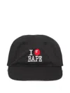 A Bathing Ape Logo Cotton Twill Baseball Cap In Black