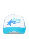 A Bathing Ape Logo-detail Flat-brim Trucker Cap In Blue