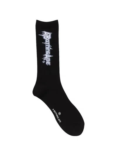 A Bathing Ape Logo-detail Socks In Black