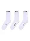 A Bathing Ape Logo-embellished Socks (pack Of Three) In White