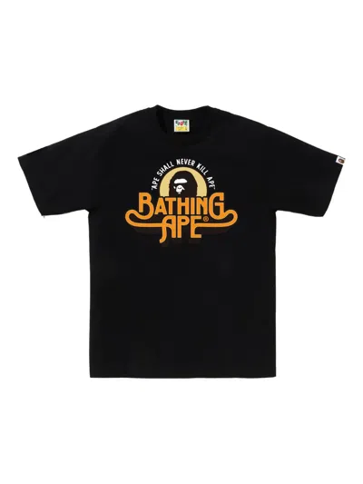 A Bathing Ape Logo-embellished T-shirt In Black
