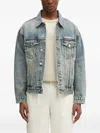 A Bathing Ape Logo-embroidered Denim Jacket In Black