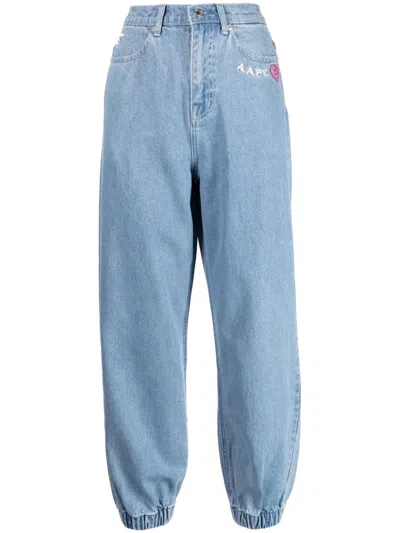 A Bathing Ape Tapered-jeans Mit Hohem Bund In Blue