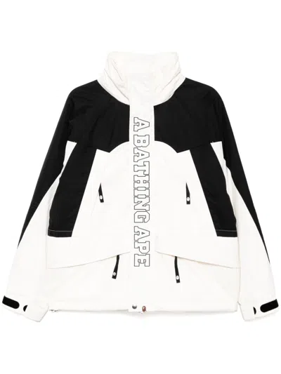 A Bathing Ape Logo-embroidered Hooded Jacket In Black