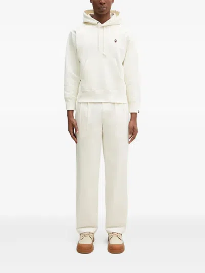 A Bathing Ape Logo-embroidered Hoodie In White