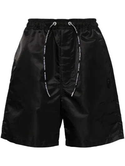 A Bathing Ape Logo-embroidered Relaxed-fit Shorts In Black