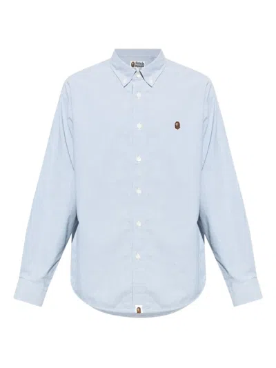 A Bathing Ape Logo-embroidered Shirt In Blue