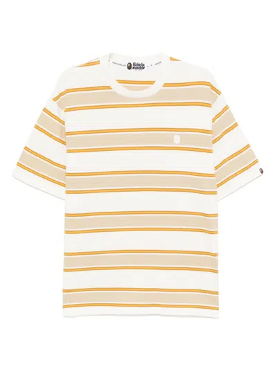 A Bathing Ape Logo-embroidered T-shirt In Neutral